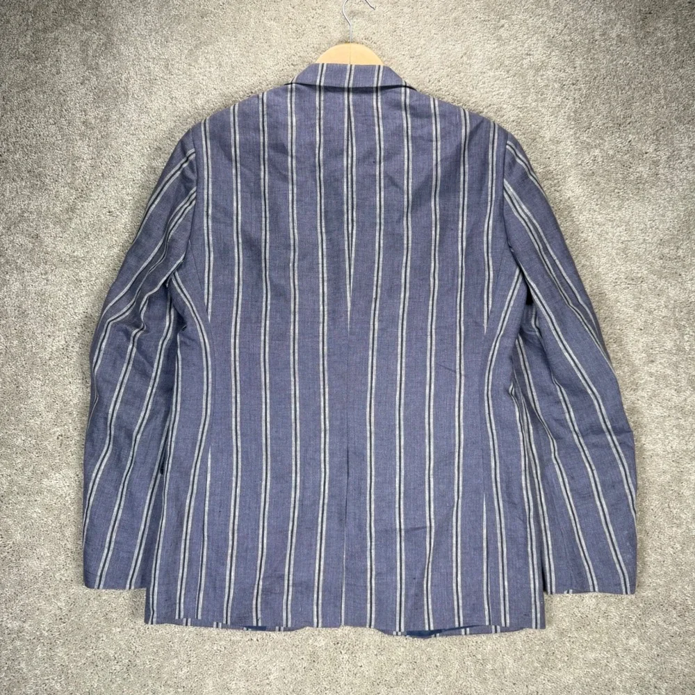 Lauren Ralph Lauren Men's 38R Blue White Striped 100% Linen Blazer Sport Coat